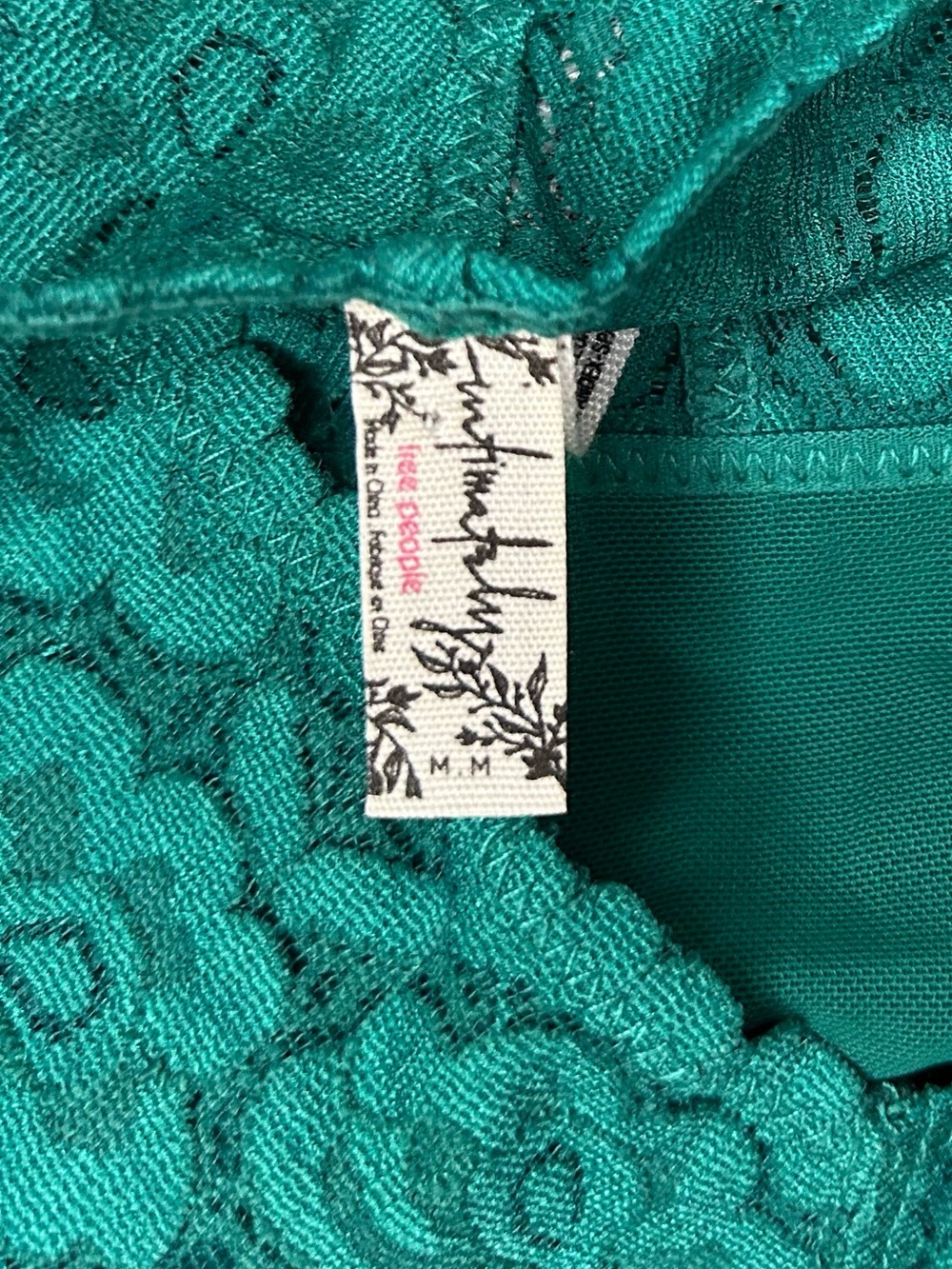 Free People Galloon Lace Racerback Bralette in Green Size M NWOT - Picture 5 of 8